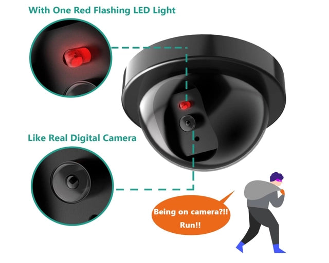 Dummy CCTV Dome Camera with Flashing Red LED Light (Pack of 1)